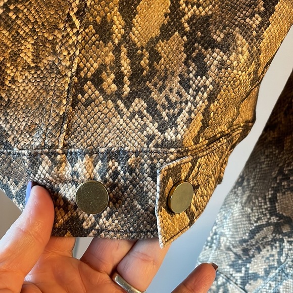 FRAME Le Vintage jacket coated python bomber / moto cotton stretch denim Small - Picture 10 of 17